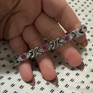 Silver Bracelet with Pink Accents
